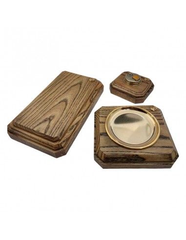 JUEGO DE FUMADOR MADERA Y LATÓN