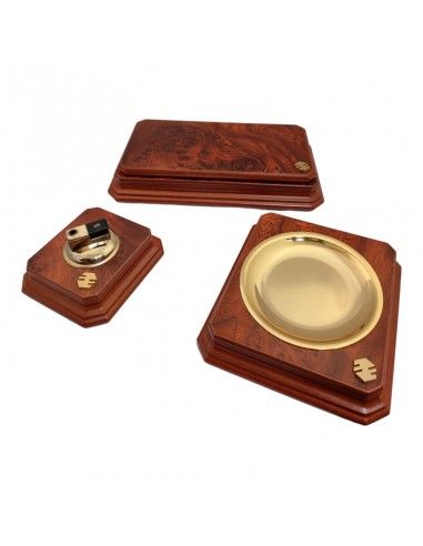 JUEGO DE FUMADOR MADERA Y LATÓN
