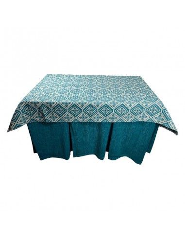 ROPA MESA CAMILLA AZUL ROMBOS 120x70