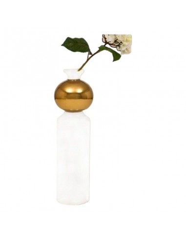 FLORERO DE PORCELANA BLANCO Y DORADO...