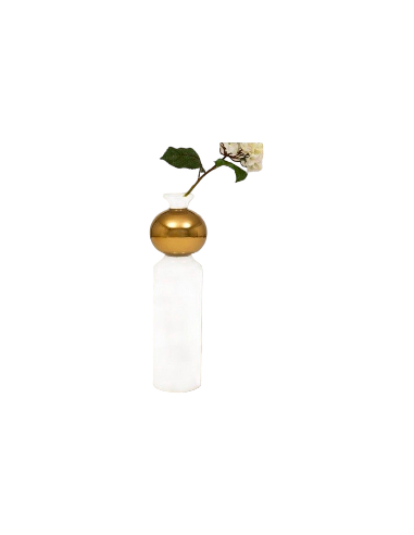 FLORERO DE PORCELANA BLANCO Y DORADO...