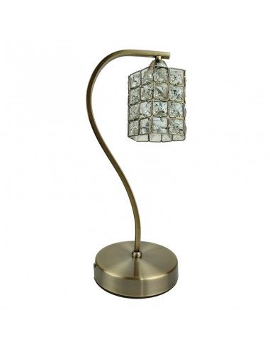 LAMPARA SOBREMESA CUERO-VIDRIO 41x20