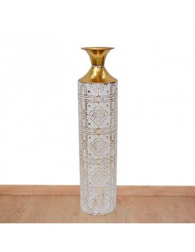 JARRON METAL BLANCO/DORADO 69x15
