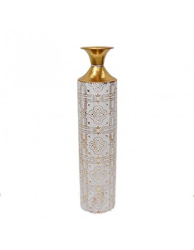 JARRON METAL BLANCO/DORADO 69x15
