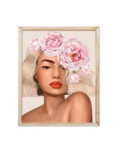 CUADRO MUJER CON FLORES 48x39