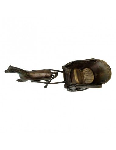FIGURA CABALLO CON CARRUAJE BRONCE 14x32