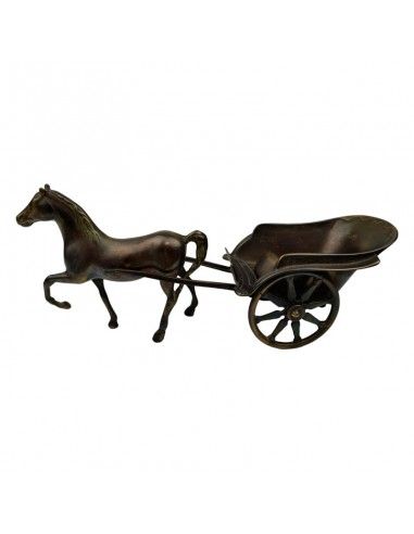 FIGURA CABALLO CON CARRUAJE BRONCE 14x32