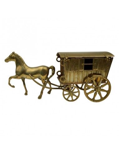 FIGURA CABALLO CON CARRUAJE BRONCE 14x32