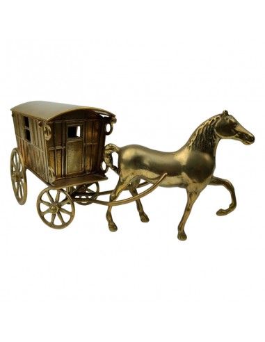 FIGURA CABALLO CON CARRUAJE BRONCE 14x32