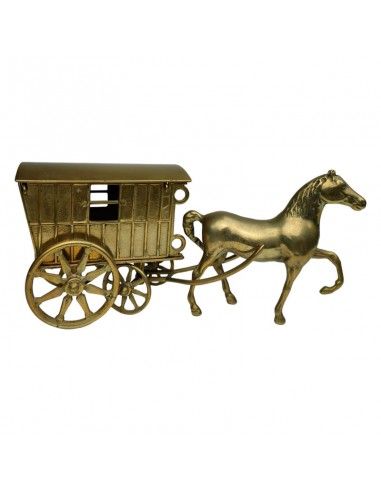 FIGURA CABALLO CON CARRUAJE BRONCE 14x32