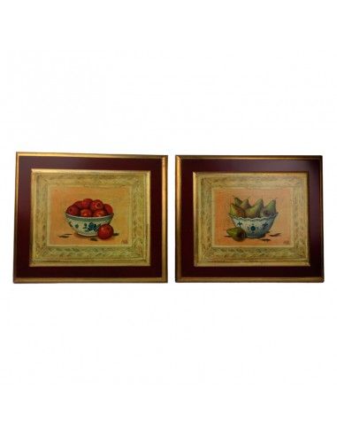 CUADRO BODEGON DE FRUTA 30x35 set de dos