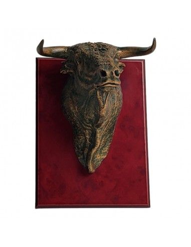 CABEZA DE TORO SOBRE MADERA 17x13