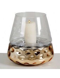 PORTAVELON DE CERAMICA DORADO-VIDRIO