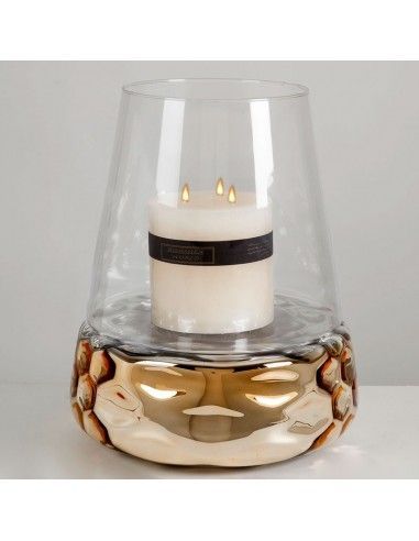 PORTAVELON DE CERAMICA DORADO-VIDRIO