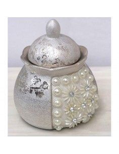 TIBOR CON TAPA DE CERAMICA CON PERLAS-DORADO