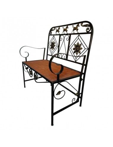BANCO CABALLOS FORJA Y RATTAN 95x86