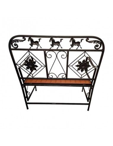 BANCO CABALLOS FORJA Y RATTAN 95x86