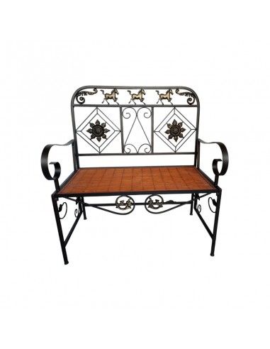 BANCO CABALLOS FORJA Y RATTAN 95x86