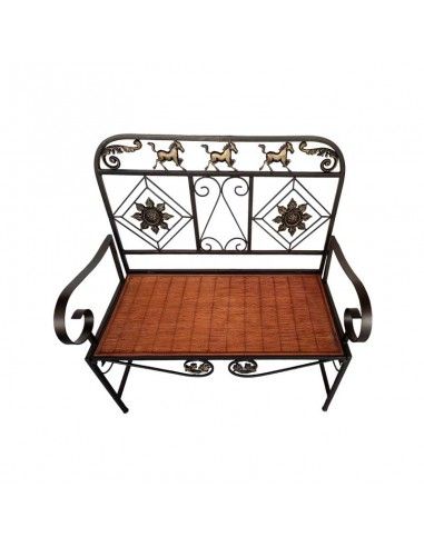 BANCO CABALLOS FORJA Y RATTAN 95x86