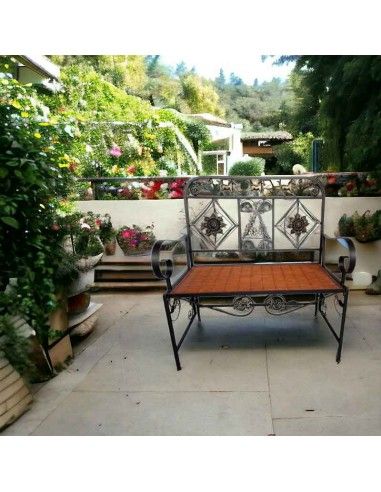 BANCO CABALLOS FORJA Y RATTAN 95x86