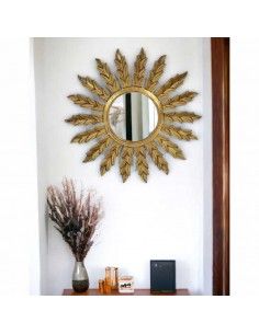 ESPEJO SOL DE MADERA ORO ENVEJECIDO 79x79 2