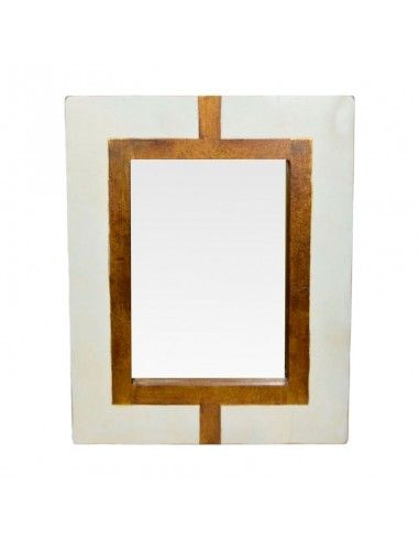 ESPEJO MADERA BLANCO-DORADO 83x67