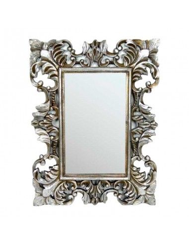 ESPEJO MADERA TALLADA PLATA 80x60