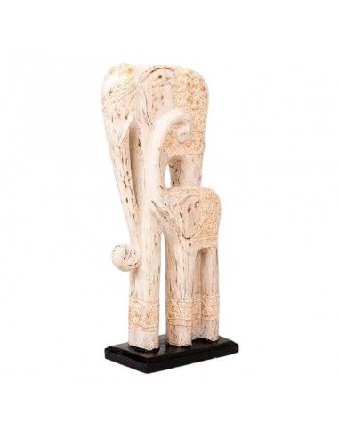 FAMILIA ELEFANTE MADERA TALLADA 63x30
