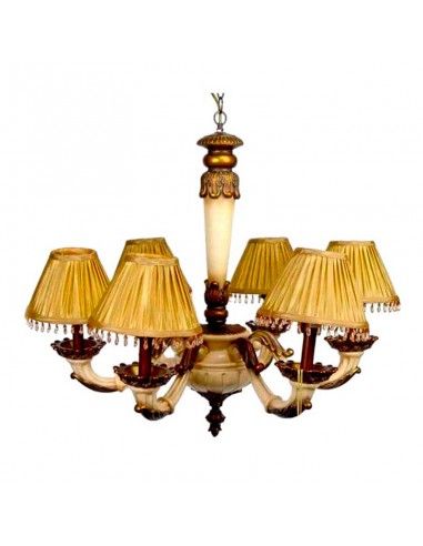 LAMPARA DE TECHO ORO - MARFIL 6 LUCES