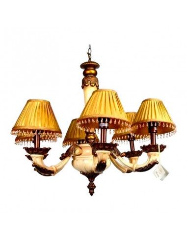 LAMPARA DE TECHO ORO - MARFIL 6 LUCES
