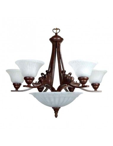 LAMPARA DE TECHO METAL COBRIZO 9 LUCES