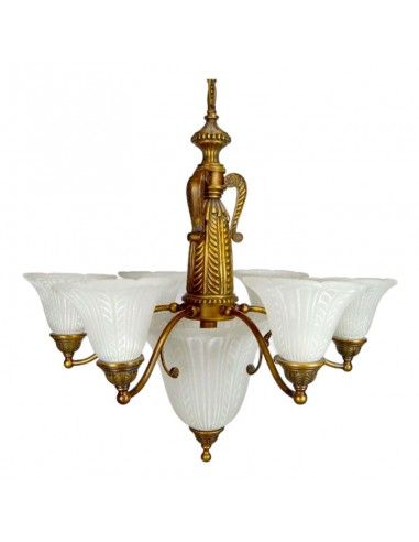 LAMPARA DE TECHO ORO ENVEJECIDO 8 LUCES