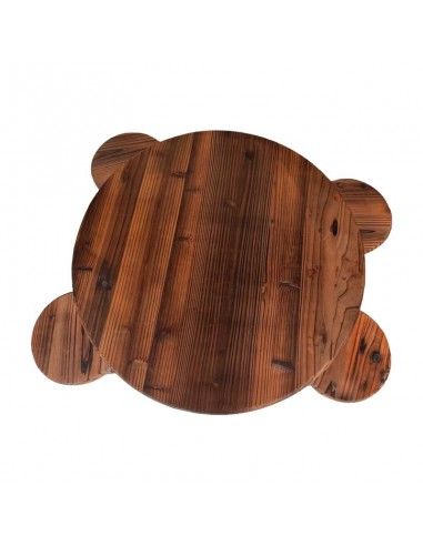 MESA Y 4 TABURETES RUEDA MADERA 70x70