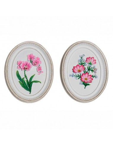 CUADRO BLANCO FLORES ROSA 21.6x17 set...