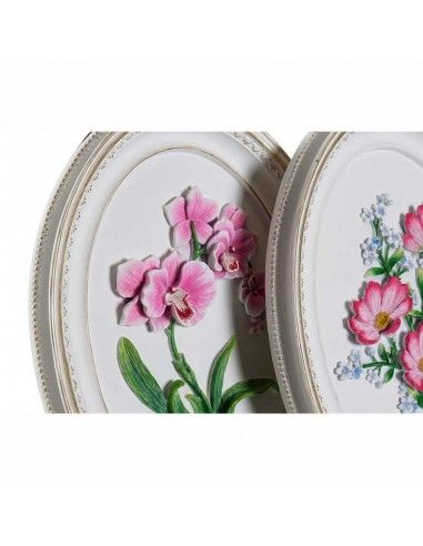 CUADRO BLANCO FLORES ROSA 21.6x17 set...