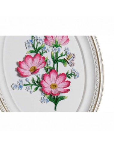 CUADRO BLANCO FLORES ROSA 21.6x17 set...