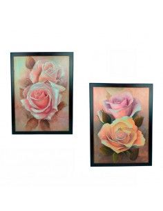 CUADRO ROSAS 77x48 set de dos