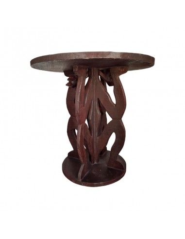MESA AFRICANO Y 4 TABURETES MADERA 75x79