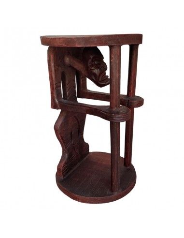 MESA AFRICANO Y 4 TABURETES MADERA 75x79