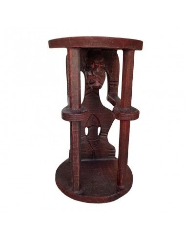 MESA AFRICANO Y 4 TABURETES MADERA 75x79