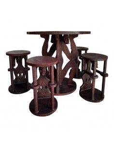 MESA AFRICANO Y 4 TABURETES...