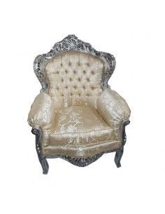 SILLON MADERA PLATA - BEIGE