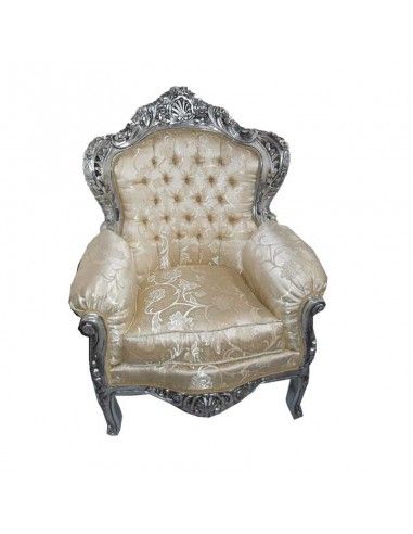 SILLON MADERA PLATA - BEIGE