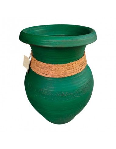 TINAJA CERAMICA VERDE Y ESPARTO 49x36