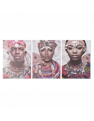 CUADRO MUJER AFRICANA 70x50 set de tres