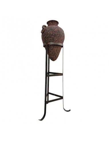 ANFORA TERRACOTA CON PIE DE FORJA 116x32