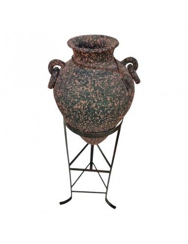 ANFORA TERRACOTA CON PIE DE FORJA 116x32