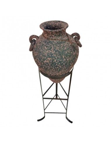 ANFORA TERRACOTA CON PIE DE FORJA 116x32