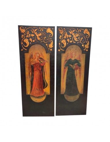 CUADRO ANTIGUO ANGEL 137x51 set de dos