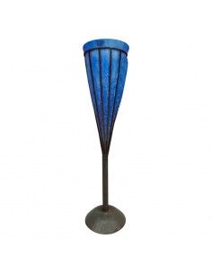 FLORERO FORJA - VIDRIO AZUL...